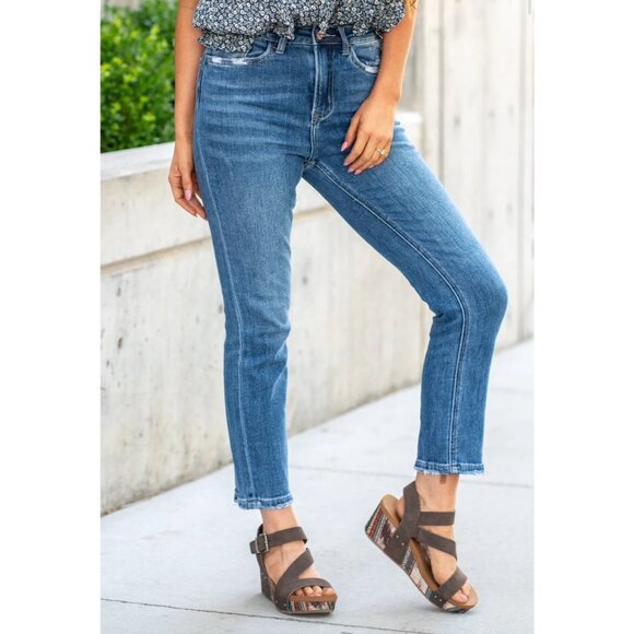 Vervet Special Affair Shirley High Rise Slim Ankle Straight Jeans in Dark Blue - Picture 12 of 13